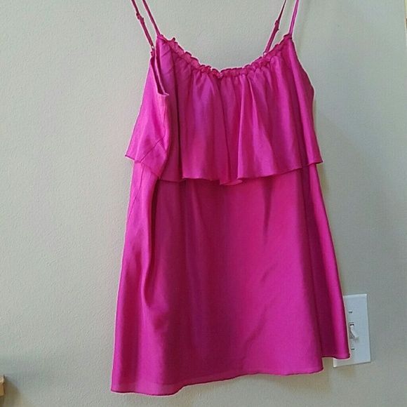GAP Silk/Cotton Blend Ruffle Pink Tank Size Small - Picture 4 of 7